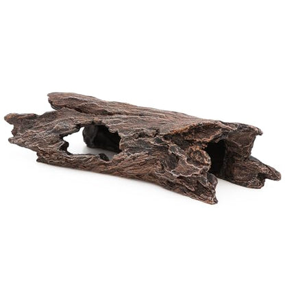 AQUA KT Reptile Hideout Tree Trunk Hollow Log Cork Bark for Lizard Bearded Dragon Snake Chameleon Hermit Crab Leopard Gecko Terrarium Habitat Decoration