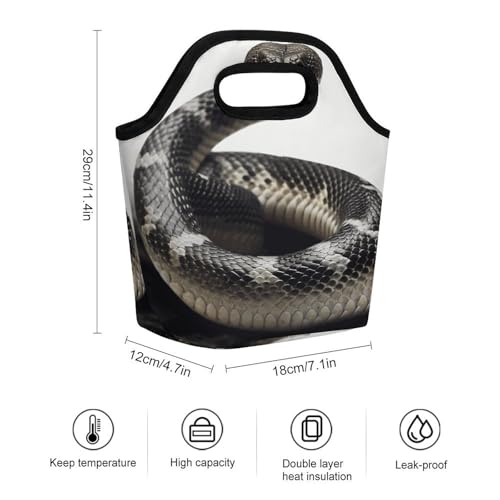 Cobra Snake Lunch Bag for Women/Men, Lunch Box Bag Insulated, Lunch Tote Reusable Portable for Work Outdoor Travel And Picnic Beach