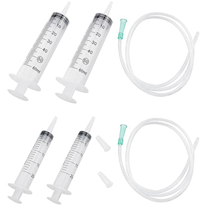 6Pcs Plastic Syringe Set, Industrial Syringes Liquid Measuring Syringe Tools for Scientific Labs, Dispensing, Animals Feeding Multiple Uses 20ml x 2 + 60ml x 2+ Hose x2