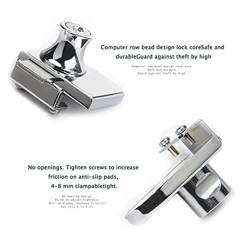 Showcase Lock Stainless Steel No Drill Glass Door Lock Display Cabinet Double Door Lock with Key for 0.21inch -0.31inch Glass Door( keyed Different) (Silver, 409-1PCS)