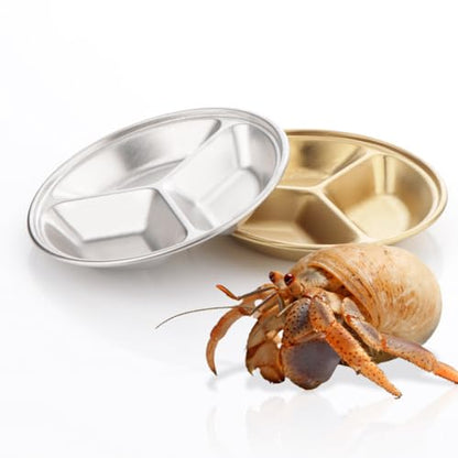 2 Pack Stainless Steel Small Reptiles Food Water Bowls, Shallow Feeding Dish for Hermit Crabs, Lizards, Snakes, Geckos, Turtles, Spiders
