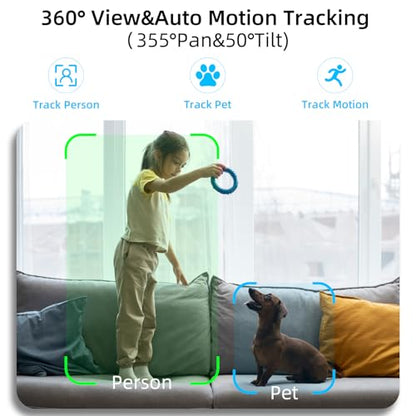 Rraycom 4Pack Indoor Wired Security Camera, Baby & Pet Monitor,2.5K Video | Motion Detection & Tracking, 24/7 Live View, Human/Motion/Sound Detection,2-Way Talk, Night Vision, Works/Alexa,SD/Cloud - size: 4Pack