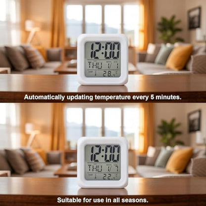 Snakeskin Print Alarm Clock, Boho Brown Beige Reptile Scales Animal Texture Digital Clock Night Light with 7 Color, Calendar Temperature 12/24H Display, Snooze Model Silent Desk Clocks for Bedroom