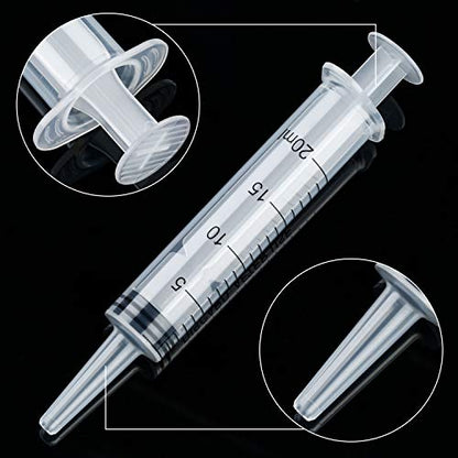 10 Pack Plastic Syringe Liquid Measuring Syringes Without Needle for Epoxy Resin, Craft, Scientific Labs, Feeding Pets Animals, Oil or Glue Applicator (20 ML) - size: 20 ML