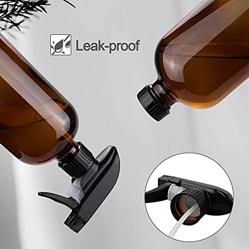 Worldgsb Glass Spray Bottles, 16oz Amber Glass Spray Bottles with Labels & Adjustable Nozzle, Reusable Containers for Cleaning, BBQ, Food, Plants, Alcohol, Essential Oils(3 Pack) - color: Amber, style: 3 Pack