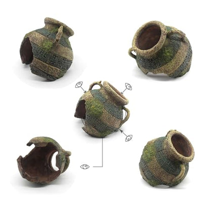 relaqcc Aquarium Decor Ruins Leaning Vase Hideaway Cave, Betta Fish Tank Accessories for Goldfish, Shrimp, Conch, Cichlid
