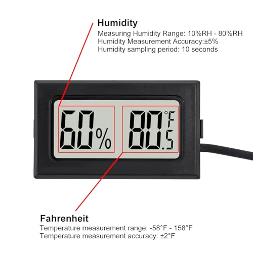 3Pcs Mini Digital Thermometer Hygrometer with Probe Electronic Temperature Humidity Gauge Meters Indoor LCD Display Fahrenheit for Humidors,Greenhouse,Garden,Incubator Reptile Terrarium