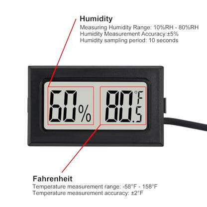 3Pcs Mini Digital Thermometer Hygrometer with Probe Electronic Temperature Humidity Gauge Meters Indoor LCD Display Fahrenheit for Humidors,Greenhouse,Garden,Incubator Reptile Terrarium