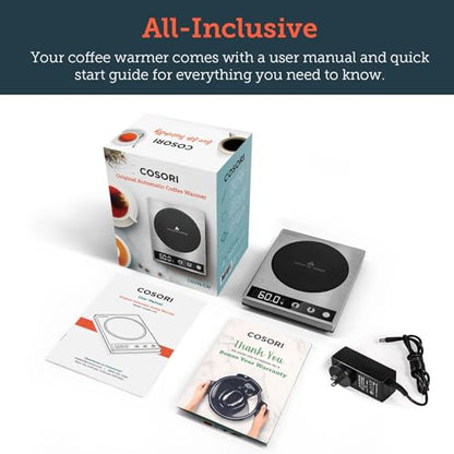 Cosori Coffee Mug Warmer for Desk, Office, 1°F Precise Temperature Control | Digital Cup Heater, Touch Tech & LCD Digital Display (77-194℉), 304 Stainless Steel