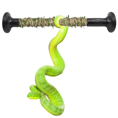 Snake Climbing Stick with Simulation Green Leaf Hemp Rope, 15.7''-19.7'' Retractable Climbing Toy for Corn Snakes, for Ball Python Lizard Leopard Gecko Terrarium Habitat Decoration