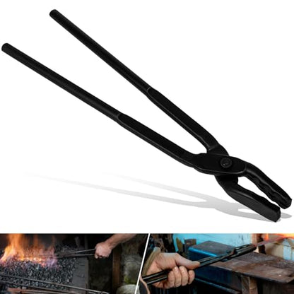 Beginner Blacksmith Starter Assembled Bladesmith Knife Making Tongs Anvil Vise Forge Wolf Jaw Tongs (15 in) - size: 15 in