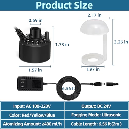 DaToo Mist Maker Mini Pond Fog Machine 12 Led Indoor Water Fountain Mister Fogger with Splashing Guard Atomizer Air Humidifier Ultrasonic Fogger for Water Feature Halloween and Other Holidays