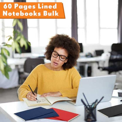 100 Pcs Journals Notebooks Bulk - Kraft Softcover A5 Small Notebooks 5.5 Inch x 8.3 Inch Notepads with 60 Page 30 Sheet for Writing Sketch Travel Office Supplies(Black, Brown, Red, Navy,Lined) - color: Black, Brown, Red, Navy, style: Lined