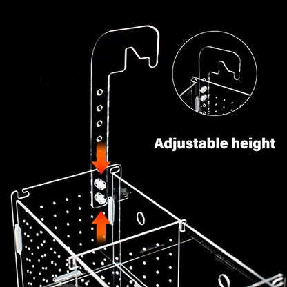 Fish Breeding Box for Aquarium Acrylic Fish Tank Breeder Divider Box with Suction Cups Transparent Hatchery Hanging Incubator for Fishes Shrimp Clownfish and Guppy 7.2" x 3.5" x 3.3"