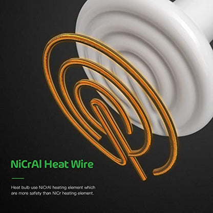 HealSmart Reptile Heat Lamp Bulb Ceramic Heat Emitter 100W No Light Emitting Brooder Coop Heater for Amphibian Pet & Incubating Chicken, 2 Pack, White