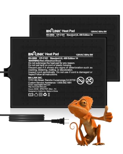 BN-LINK Reptile Heat Pad 6"X8" 8W for 10-20gal Under Tank Terrarium Heating Mat Waterproof for Turtle, Lizard, Frogs, Snake, Hermit Crab 2 Pack - size: 6" X 8" 2-PACK
