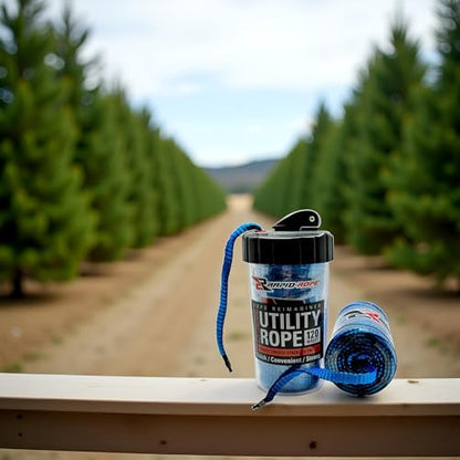 Rapid Rope Canister, 120ft Blue Tactical Paracord, 1100lb Test, USA Made | Heavy Duty Poly Rope Test Cord, Non-Tangle Dispenser Included, For Hiking, Camping, Survival, Utility, Stocking Stuffer, Gift - size: 120ft, style: Blue