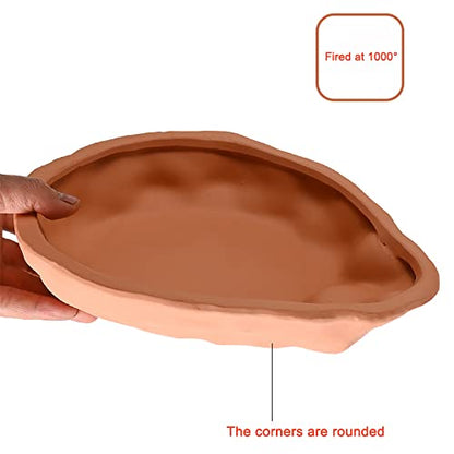 Extra Large Reptile Bathing Pool Tortoise Bathing Pool Reptile Feeding Dish Water Bath Bowl Aquarium Ornament for Gecko, Snake, Turtle, Bearded Dragon, Lizard Bath (Red Pottery) - color: Red Pottery