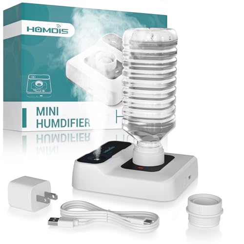 Travel Humidifier, Portable Small Humidifier for Plants, Bedroom, Office, Hotel or Car, Battery Operated Mini Cool Mist Humidifiers, Quiet 23dB, Auto-off, Night Light & BPA-Free, White - color: White