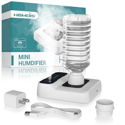Travel Humidifier, Portable Small Humidifier for Plants, Bedroom, Office, Hotel or Car, Battery Operated Mini Cool Mist Humidifiers, Quiet 23dB, Auto-off, Night Light & BPA-Free, White - color: White