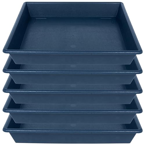 NIMYAU Square Plant Saucer 6 Inch 5 Pack6 8 12 14 16 18 20 Plant Trays for Pots, Flower Pot No Holes Plant Drip Trays,Heavy Duty Plastic Plant Saucers for Indoors Outdoors - color: Blue, size: 6"-5Pack