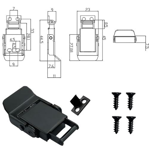 Stainless Steel Spring Loaded Black Draw Latches & Tension Latches Toggle Hasp Clamp Toggle Latch Clamp Mini Latch for LED Display Box Wooden Case Toolboxes Latch Lock with Screws 2 PCS - size: 2 Pack