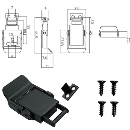 Stainless Steel Spring Loaded Black Draw Latches & Tension Latches Toggle Hasp Clamp Toggle Latch Clamp Mini Latch for LED Display Box Wooden Case Toolboxes Latch Lock with Screws 2 PCS - size: 2 Pack