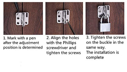 szhdxsy Flip Latches, Heavy Duty Latch Safety Door Lock,Stainless Steel Sturdy Padlockable Bolt Latch/Lock for Pet Gate,Cabinet Furniture, Wardrobe, Window（Left Open ） (1pcs Stainless Steel Brushed)