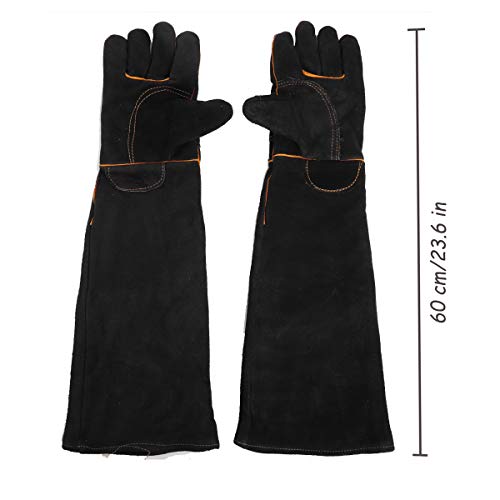Lifeunion Animal Handing Gloves Anti-Bite & Scratch Reinforced Animal Protection Gloves for Dog Cat Bird Reptile Snake (Black-1)
