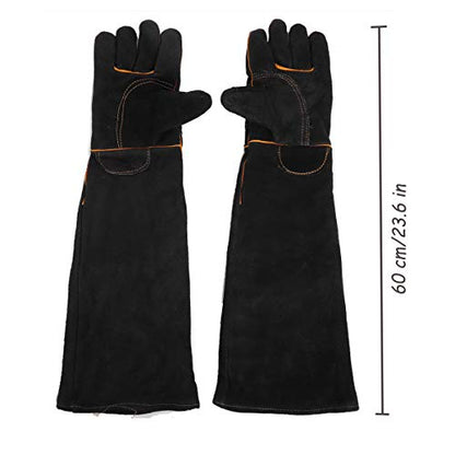 Lifeunion Animal Handing Gloves Anti-Bite & Scratch Reinforced Animal Protection Gloves for Dog Cat Bird Reptile Snake (Black-1)