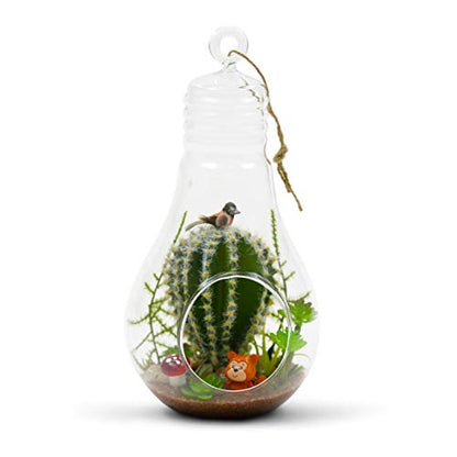 WGV Hanging Glass Plant Terrarium, Width 4.25", Height 8.25", Bulb DIY Air Succulent Planter Clear Tea Light Votive Candle Holder, Wedding Event Office Home Outdoor Decor, 1 Piece - size: Bulb L