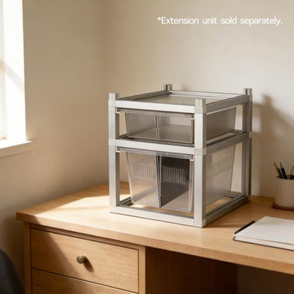 13x10x4 Stackable Reptile Rack with Base PE Drawer Ventilated Lid Modular | Modular stackable reptile rack 13x10x4 with base, PE sliding drawer, ventilated lid, fits ground reptile gecko snake habitat - size: 13x10x4-base