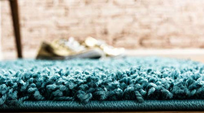 Unique Loom Solid Shag Collection Area Rug (2' 2" x 6' 5" Runner, Deep Aqua Blue) - color: Deep Aqua Blue, size: 2'2" x 6'5" (Rectangular)