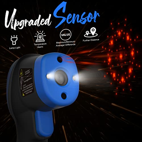 AIOMEST AI-1800 Digital Pyrometer DS 50:1, Touchless Infrared Thermometer Gun for High Temperature Non Contact Measuring -58~3,272℉,Handheld IR Laser Gauge for HVAC Kiln Cooking (NOT for Human Temp)