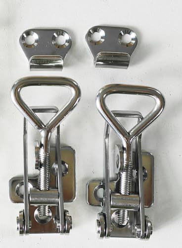 Adjustable Latch Buckle Cabinet Boxes Lever Handle Toggle Catch Latch Lock,Silver,Adjustable Range 126-148mm,2 Pcs - size: 3S,Range:126-148mm