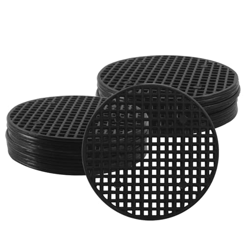 Plant Drainage Mesh Pads, 2.9 Inch, 20pcs Plastic Grid Mat | Round, Breathable Soil Guard for Potted Plants, Bonsai, Black - size: 2.9 Inch