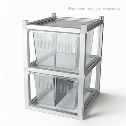13x10x8 Stackable Reptile Rack, 6-Level, Removable Divider, Ventilated | 13x10x8 stackable reptile rack base, removable divider, ventilated lid, modular gecko breeding expandable 6 levels - size: 13x10x8-base
