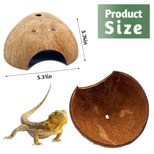 PINVNBY 6 PCS Natural Coconut Reptile Hideouts Lizard Coco Hut Hermit Crab Hut Aquarium Fish Hide Cave Spider Snail Climber Toys - size: 6 PCS Smooth Surface