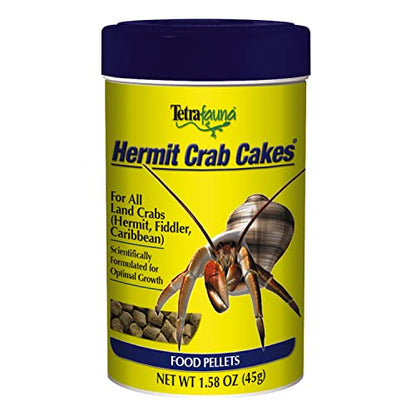 Tetra TetraFauna Hermit Crab Cakes Food Pellets for All Land Crabs, 1.58 oz | Complete Daily Diet for Hermit, Fiddler & Caribbean Crabs, High-Protein For Optimal Growth, Supports Exoskeleton Development - size: 1.58 Ounce (Pack of 1)
