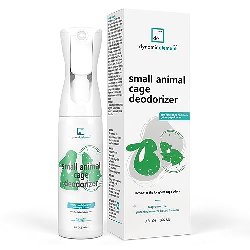 Small Animal Cage Deodorizer Spray, Unscented, 9 Fl Oz | Mineral-Based, Safe for Pets, Tackles Urine & Odors, For Hamster, Guinea Pig, Chinchilla & Rabbit Cages