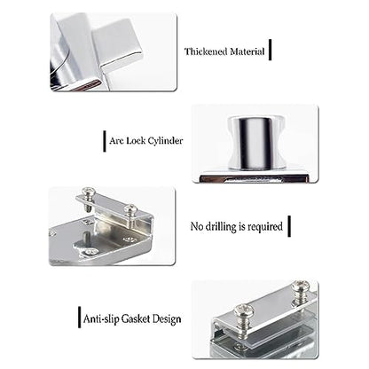 XIEHE 2PCS Zinc Alloy Glass Door Lock - Double Glass Door Locker with 2 Floating Keys