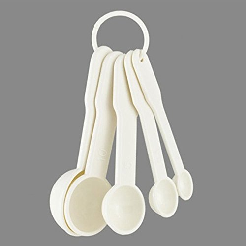 5 in 1 White Plastic 1g 2.5g 5g 10g 15g Measuring Spoons Set Kitchen Baking Tools - color: White