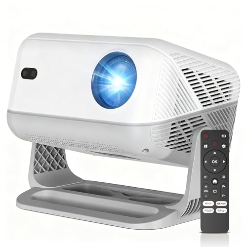【Officially-Licensed Streaming APP & Native 1080P 4K Support】Smart Projector with WiFi and Bluetooth, Auto Focus & Keystone, 270° Rotation, Movie Projector for Outdoor Bedroom Home Office