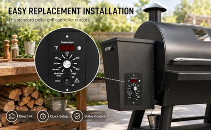 Digital Thermostat Controller, LED Display Temperature Control Panel Barbecue Grill Replacement Part, Replacement Thermostat Kit Parts Digital Pro Controller for All Traeger (with 7'' Probe Sensor) - size: with 7'' Probe Sensor