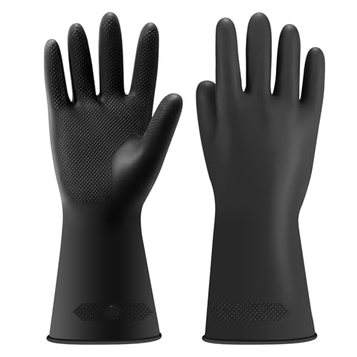 Haiou Chemical Resistant Nitrile Gloves Long Rubber Gloves for Drains, Acid, Oil, and Industrial Use Household Cleaning - color: 14"-1pair