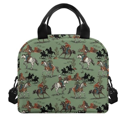 Western Style Kids Lunch Bag :Aztec Western Cowboy Large Capacity Fits Lunch Box -Good for Cowboy Birthday Party, Farm Visit & Camping - color: Aztec Western Cowboy
