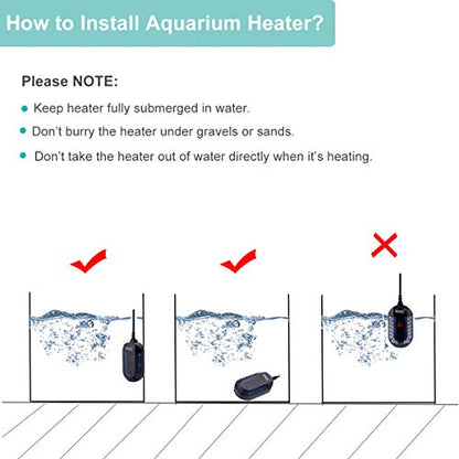 hygger 100W Mini Submersible Digital Display Aquarium Heater for Small Fish Tank, Compact and Fast Heating Thermostat, with External Controller and Built-in Thermometer, for Betta, Turtle - size: 100W (6.5-13 gallon)
