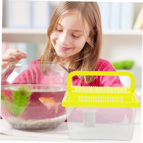 Portable Fish Tank 5.1X3.5X5.1 Inch - Handheld Aquarium Transparent Turtle Box - Plastic Pet Hamster Carrier Travel Reptile Terrarium Random Color