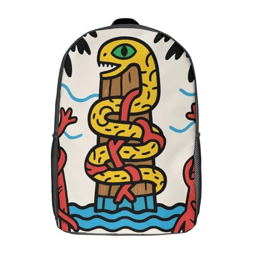 Snake Totem Pole Laptop Bag 17 Inch Back Pack Travel Backpack Sports Work Backpacks Teacher Bookbag