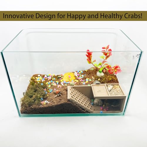 Hermit Crab Hideaway,Underground Habitat and Climbing Toy, 3D Printed Shelter for Hermit Crabs, Turtles, Lizards, and Tarantulas (Wood Color, Right) - size: Right